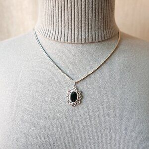 Vintage Sarah Coventry Filigree Pendant on Monet Silver Chain